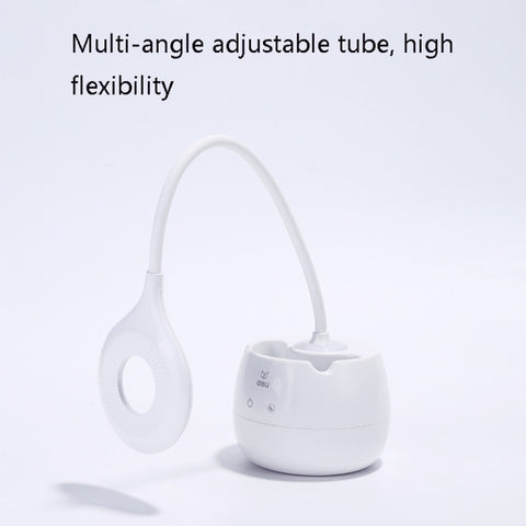 Deli 4326 Three-gear Adjustable Ring USB Charging Desk Lamp with Pen Holder