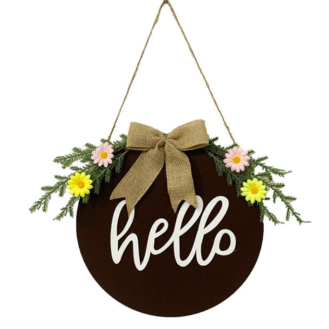 Home Decorations Easter Wreath Shooting Props Wreath Door Hanging, Brown Hello, Whiteboard Black Letter Welcome Sign, Dark Blue Welcome Wooden Sign, Dark Blue Easter Rabbit