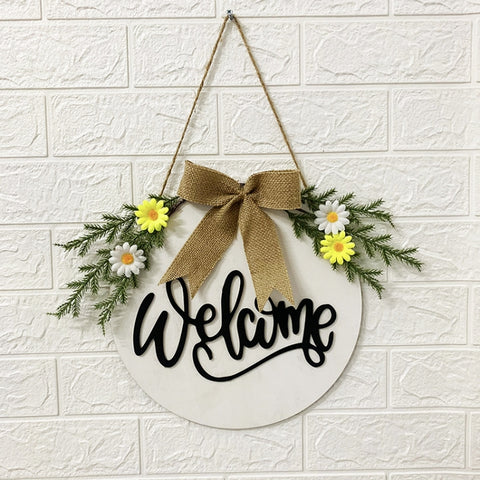 Home Decorations Easter Wreath Shooting Props Wreath Door Hanging, Brown Hello, Whiteboard Black Letter Welcome Sign, Dark Blue Welcome Wooden Sign, Dark Blue Easter Rabbit