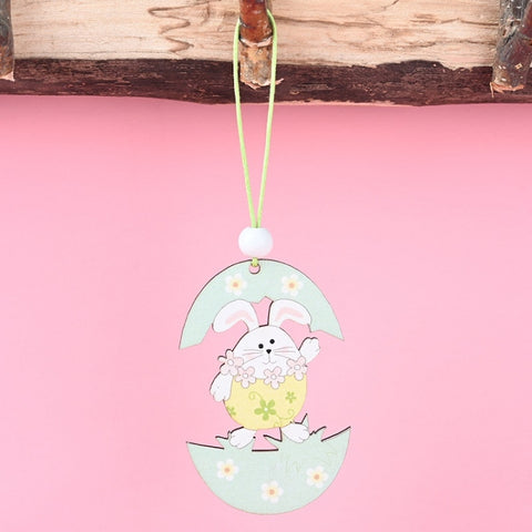 Easter Wooden Pendants Festive Atmosphere Decorative Items, Bunny Egg Shell, Rabbit Lifting Eggshell, Small Egg Shell, Yellow Rabbit Eggshell, Pink Egg, Yellow Rabbit Tooth Egg, Light Yellow Upside-down Rabbit Eggs, Blue Egg, Orange-winged Bird        ...