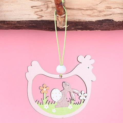 Easter Wooden Pendants Festive Atmosphere Decorative Items, Bunny Egg Shell, Rabbit Lifting Eggshell, Small Egg Shell, Yellow Rabbit Eggshell, Pink Egg, Yellow Rabbit Tooth Egg, Light Yellow Upside-down Rabbit Eggs, Blue Egg, Orange-winged Bird        ...
