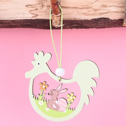 Easter Wooden Pendants Festive Atmosphere Decorative Items, Bunny Egg Shell, Rabbit Lifting Eggshell, Small Egg Shell, Yellow Rabbit Eggshell, Pink Egg, Yellow Rabbit Tooth Egg, Light Yellow Upside-down Rabbit Eggs, Blue Egg, Orange-winged Bird        ...