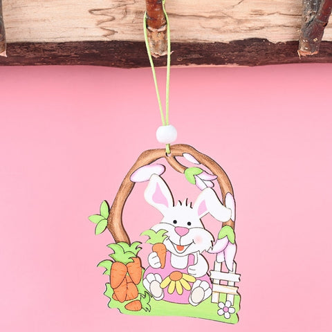 Easter Wooden Pendants Festive Atmosphere Decorative Items, Bunny Egg Shell, Rabbit Lifting Eggshell, Small Egg Shell, Yellow Rabbit Eggshell, Pink Egg, Yellow Rabbit Tooth Egg, Light Yellow Upside-down Rabbit Eggs, Blue Egg, Orange-winged Bird        ...