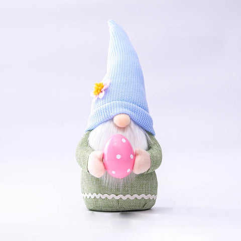 2 PCS Easter Pink Ears Plaid Bunny Dwarf Doll Elf Doll Ornaments Home Decoration Products, Faceless Men, Bunny