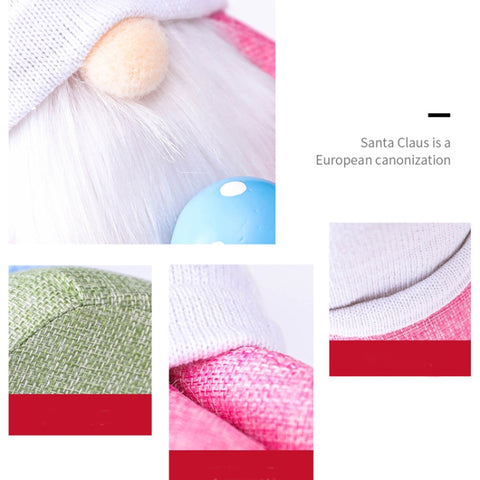 2 PCS Easter Pink Ears Plaid Bunny Dwarf Doll Elf Doll Ornaments Home Decoration Products, Faceless Men, Bunny