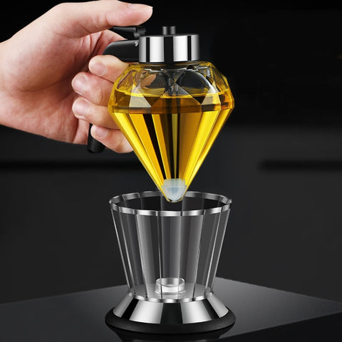 Diamond Oil Can Glass Dustproof Vinegar Oil Bottle One-Click Multi-Purpose Kitchen Seasoning Bottle, Diamond Oil Can