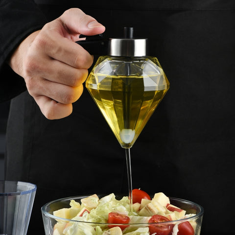 Diamond Oil Can Glass Dustproof Vinegar Oil Bottle One-Click Multi-Purpose Kitchen Seasoning Bottle, Diamond Oil Can