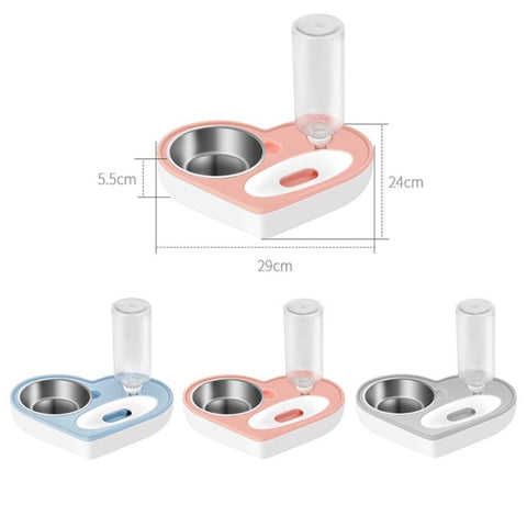 Pet Bowl Love And Moisture-Proof Mouth Dual-Use Bowl Cat Automatic Water Bowl, Blue, Grey, Pink