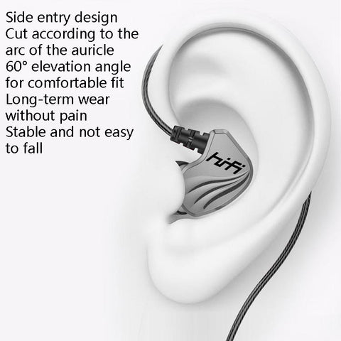 In-Ear Earphone Bass Mobile Phone Game Sports Wired Headset, Black, Silver