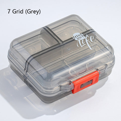 Mizi Small Pill Box Portable Dispensing Medicines Boxes, 10 Grid (Gray), 10 Grid (Brown), 10 Grid (Green), 10 Grid (Blue), 10 Grid (White), 10 Grid (Pink), 7 Grid (Grey), 7 Grid (Brown), 7 Grid (Green), 7 Grid (Blue), 7 Grid (Pink)