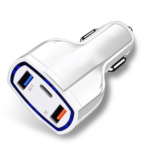 2 PCS QC3.0 Fast Charge Car Charger 3.5A Dual USB With Type-C Interface Output Car Charger, Black, White
