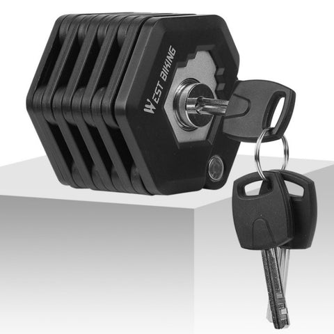 WEST BIKING Bicycle Snti-Theft Key Lock Motorcycle Chain Folding Lock, Folding Lock