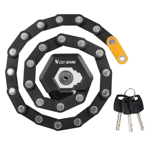 WEST BIKING Bicycle Snti-Theft Key Lock Motorcycle Chain Folding Lock, Folding Lock