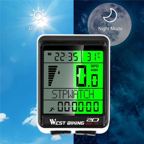 WEST BIKING Mountain Bike Wireless Code Meter Large-Screen Multifunctional Waterproof Speedometer, Large-Screen
