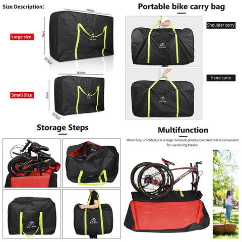 WEST BIKING Folding Bicycle Bag Bicycle Storage Bag, Small （Black）, Small （Green）, Large （Black）, Large （Green）