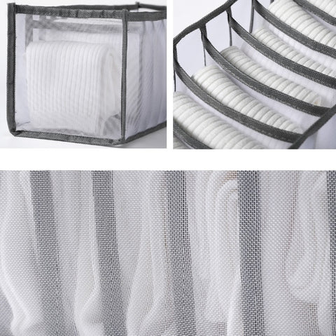 3 in 1 Underwear Drawer Storage Box Household Socks Folding Storage Box, Beige, Gray