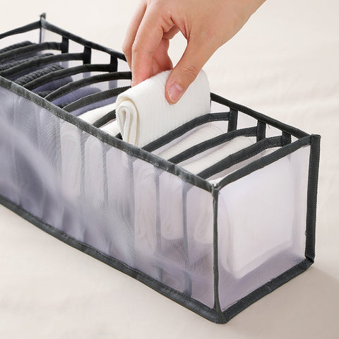 3 in 1 Underwear Drawer Storage Box Household Socks Folding Storage Box, Beige, Gray