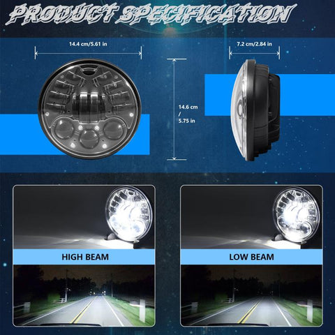 5.75-inch Aluminum Housing Matrix Angel Eye Motorcycle Headlight