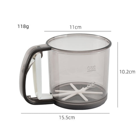 Convenient Hand-Held Flour Sieve Icing Sugar Sieve Baking Tool, Translucent Rose Red, Translucent Fluorescent Green, Translucent Pink, Translucent Brown
