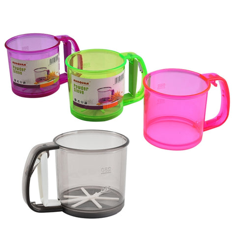 Convenient Hand-Held Flour Sieve Icing Sugar Sieve Baking Tool, Translucent Rose Red, Translucent Fluorescent Green, Translucent Pink, Translucent Brown