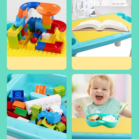 Multifunctional Building Table Learning Toy Puzzle Assembling Toy For Children, Style:, Table + Chair + 101 Blocks, Table + Chair + 83 Blocks, Table +76 Blocks, 76 Blocks, Small Table + 76 Blocks, 300 Small Blocks, 500 Small Blocks