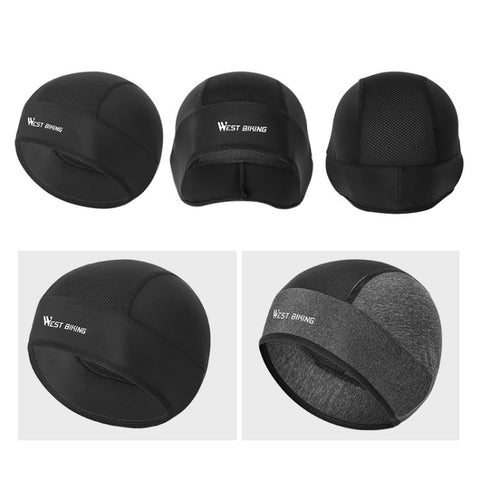 WEST BIKING Summer Riding Ice Silk Cap Windproof Hood Thin Inner Cap Breathable And Quick-Drying Helmet Lining Cap, Helmet Lining Cap(Black), Helmet Lining Cap(Gray)