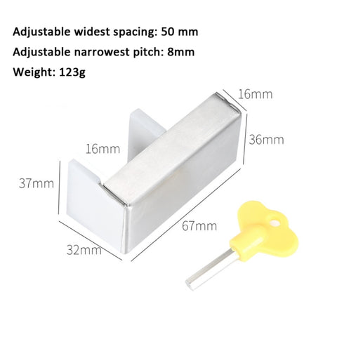 2 PCS Aluminum Screen Window Door Lock Child Protection Safety Lock Anti-theft Stopper, Hex Key, One-word Key