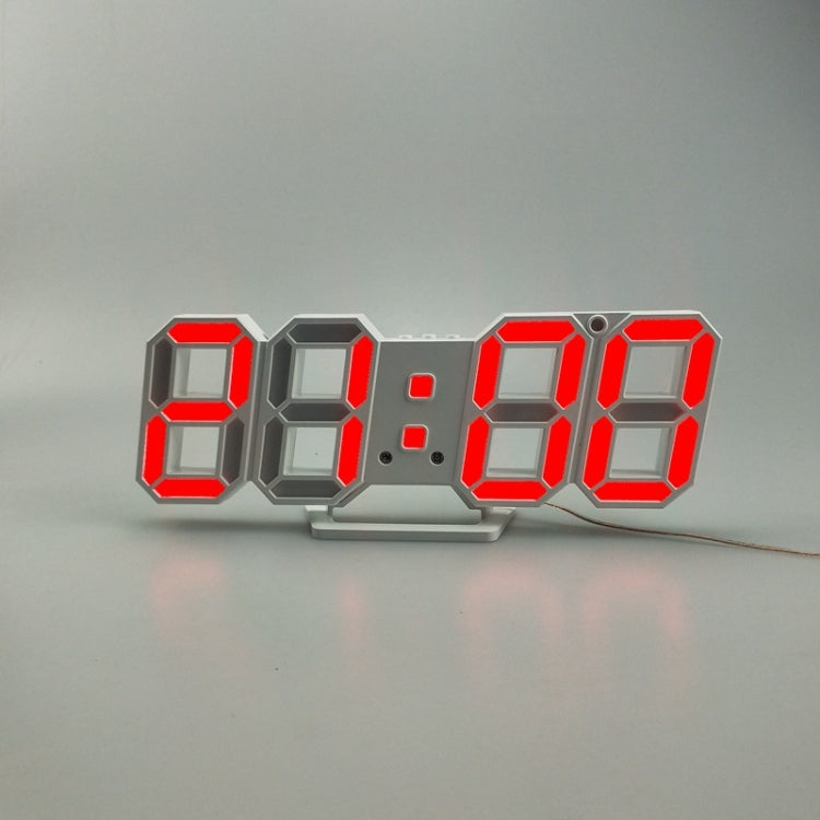 6609 3D Stereo LED Alarm Clock Living Room 3D Wall Clock, White, Red, Green, Blue, Orange, Pink, Black Frame White Light, Black Frame Blue Light, Black Frame Orange Light, Black Frame Pink Light, Black Frame Green Light, Black Frame Red Light