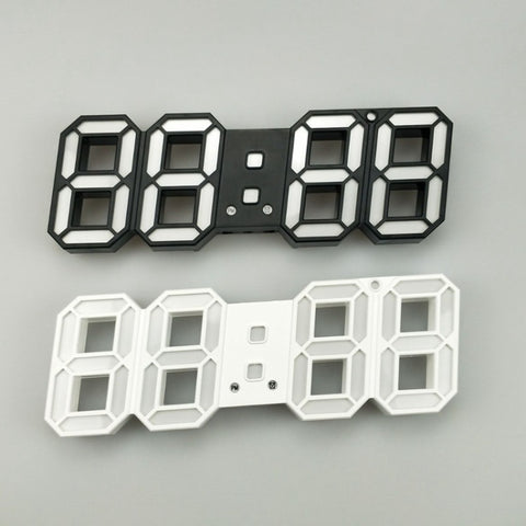 6609 3D Stereo LED Alarm Clock Living Room 3D Wall Clock, White, Red, Green, Blue, Orange, Pink, Black Frame White Light, Black Frame Blue Light, Black Frame Orange Light, Black Frame Pink Light, Black Frame Green Light, Black Frame Red Light