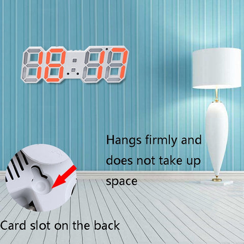6609 3D Stereo LED Alarm Clock Living Room 3D Wall Clock, White, Red, Green, Blue, Orange, Pink, Black Frame White Light, Black Frame Blue Light, Black Frame Orange Light, Black Frame Pink Light, Black Frame Green Light, Black Frame Red Light