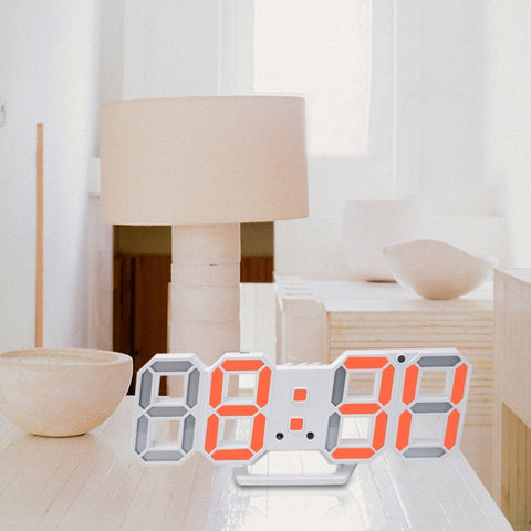 6609 3D Stereo LED Alarm Clock Living Room 3D Wall Clock, White, Red, Green, Blue, Orange, Pink, Black Frame White Light, Black Frame Blue Light, Black Frame Orange Light, Black Frame Pink Light, Black Frame Green Light, Black Frame Red Light