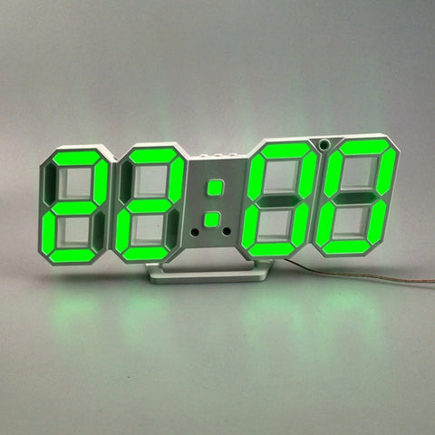 6609 3D Stereo LED Alarm Clock Living Room 3D Wall Clock, White, Red, Green, Blue, Orange, Pink, Black Frame White Light, Black Frame Blue Light, Black Frame Orange Light, Black Frame Pink Light, Black Frame Green Light, Black Frame Red Light