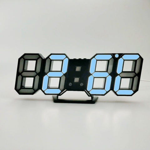 6609 3D Stereo LED Alarm Clock Living Room 3D Wall Clock, White, Red, Green, Blue, Orange, Pink, Black Frame White Light, Black Frame Blue Light, Black Frame Orange Light, Black Frame Pink Light, Black Frame Green Light, Black Frame Red Light