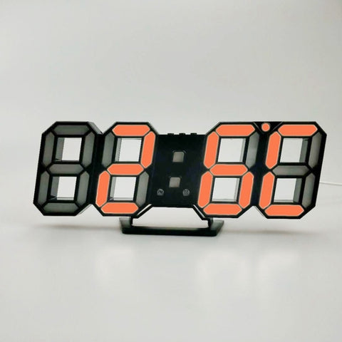 6609 3D Stereo LED Alarm Clock Living Room 3D Wall Clock, White, Red, Green, Blue, Orange, Pink, Black Frame White Light, Black Frame Blue Light, Black Frame Orange Light, Black Frame Pink Light, Black Frame Green Light, Black Frame Red Light