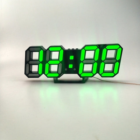 6609 3D Stereo LED Alarm Clock Living Room 3D Wall Clock, White, Red, Green, Blue, Orange, Pink, Black Frame White Light, Black Frame Blue Light, Black Frame Orange Light, Black Frame Pink Light, Black Frame Green Light, Black Frame Red Light