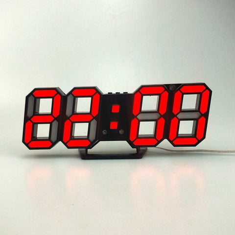 6609 3D Stereo LED Alarm Clock Living Room 3D Wall Clock, White, Red, Green, Blue, Orange, Pink, Black Frame White Light, Black Frame Blue Light, Black Frame Orange Light, Black Frame Pink Light, Black Frame Green Light, Black Frame Red Light