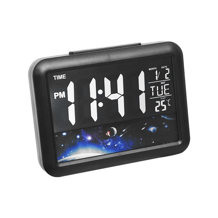 Color Screen Children Electronic Alarm Clock LCD Bedside Alarm Clock, Black Shell Universe, Black Shell Turtle, Black Whale, White Shell Prairie, White Shell Seaside