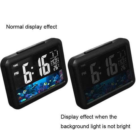 Color Screen Children Electronic Alarm Clock LCD Bedside Alarm Clock, Black Shell Universe, Black Shell Turtle, Black Whale, White Shell Prairie, White Shell Seaside