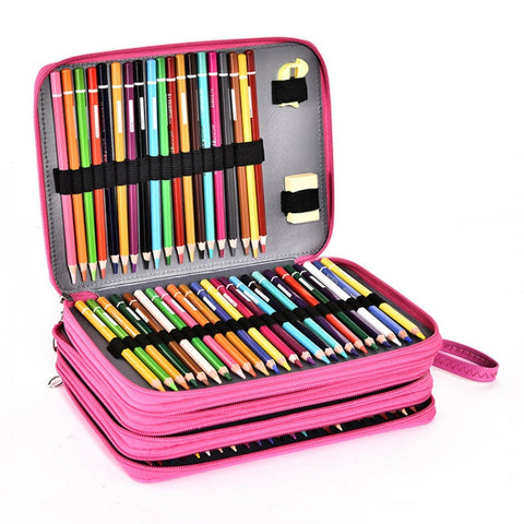 184 Hole Art Storage Pencil Case Multicolor Sketch Pen Color Lead Large Capacity Stationery Box, Black, Brown, Purple, Rose Red, Lake Blue