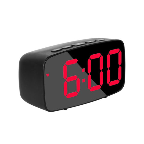 Mirror Bedside Alarm Clock Battery Plug-In Dual-Purpose LED Clock, Arc-shaped Black Shell (Mirror White Light), Rectangular Black Shell (Mirror White Light), Arc-shaped Black Shell (Black Surface White Light)                                            ...