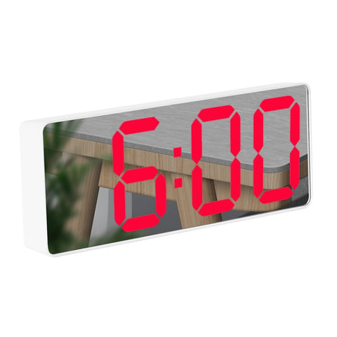 Mirror Bedside Alarm Clock Battery Plug-In Dual-Purpose LED Clock, Arc-shaped Black Shell (Mirror White Light), Rectangular Black Shell (Mirror White Light), Arc-shaped Black Shell (Black Surface White Light)                                            ...