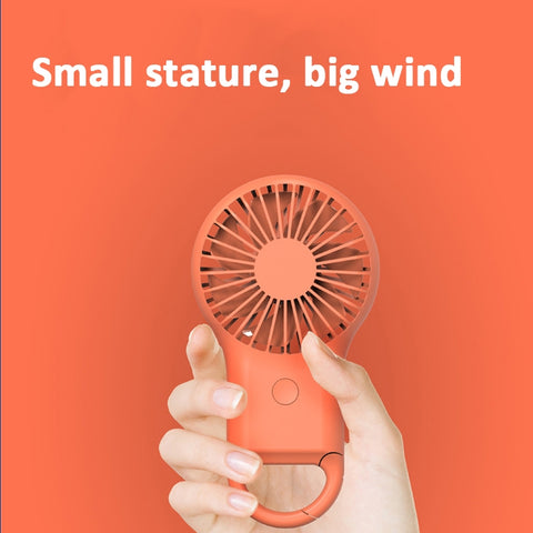 Handheld Pocket Mini Small Fan Portable Charging Outdoor USB Fan With 7 Color Light, Pink, ArmyGreen, Orange