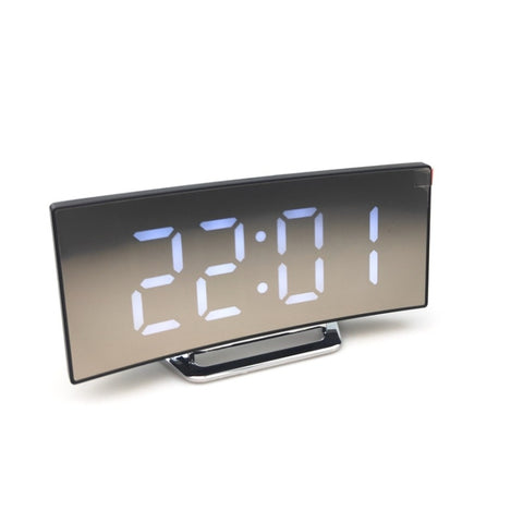 6507 Curved Big Screen Electronic Clock LED Mirror Mute Alarm Clock, White, Red, Green