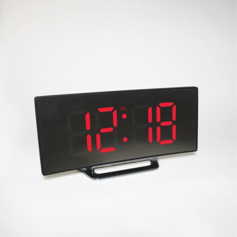 6507 Curved Big Screen Electronic Clock LED Mirror Mute Alarm Clock, White, Red, Green