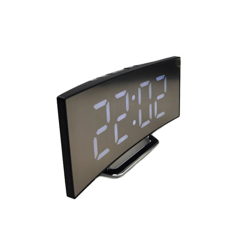 6507 Curved Big Screen Electronic Clock LED Mirror Mute Alarm Clock, White, Red, Green