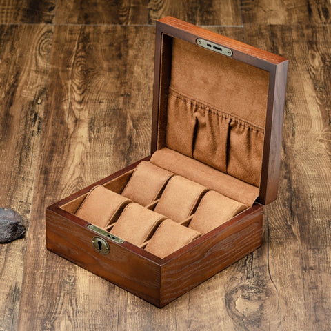 6 Slots Willow Watch Storage Box Jewelry Collection Display Box With Lock, 6 Slots Square, 6 Slots Rectangle