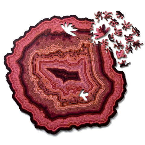 Allotype Agate Puzzle Difficult Wooden Jigsaw Puzzle Toy, Blue, Red, Green, Black, Flower