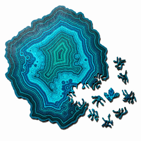 Allotype Agate Puzzle Difficult Wooden Jigsaw Puzzle Toy, Blue, Red, Green, Black, Flower