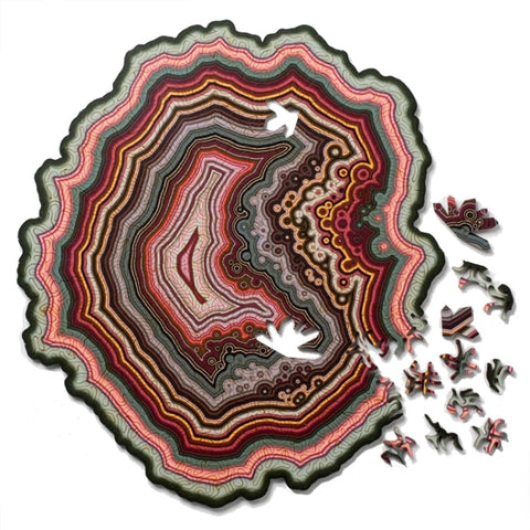 Allotype Agate Puzzle Difficult Wooden Jigsaw Puzzle Toy, Blue, Red, Green, Black, Flower