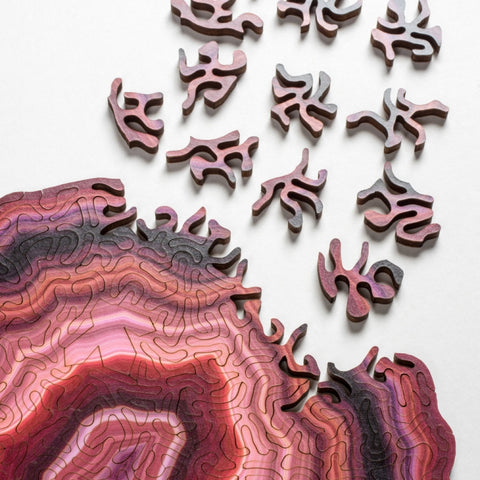 Allotype Agate Puzzle Difficult Wooden Jigsaw Puzzle Toy, Blue, Red, Green, Black, Flower